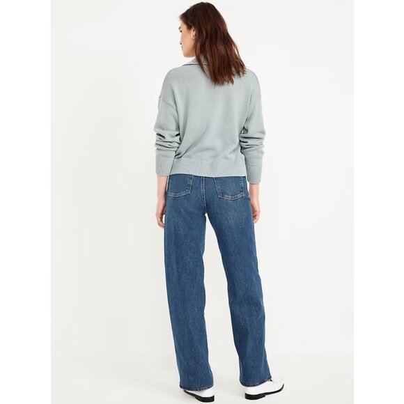 Old Navy Extra High Waisted Sky-Hi Wide Leg Jeans With Slimming Pockets 12 - Picture 2 of 2